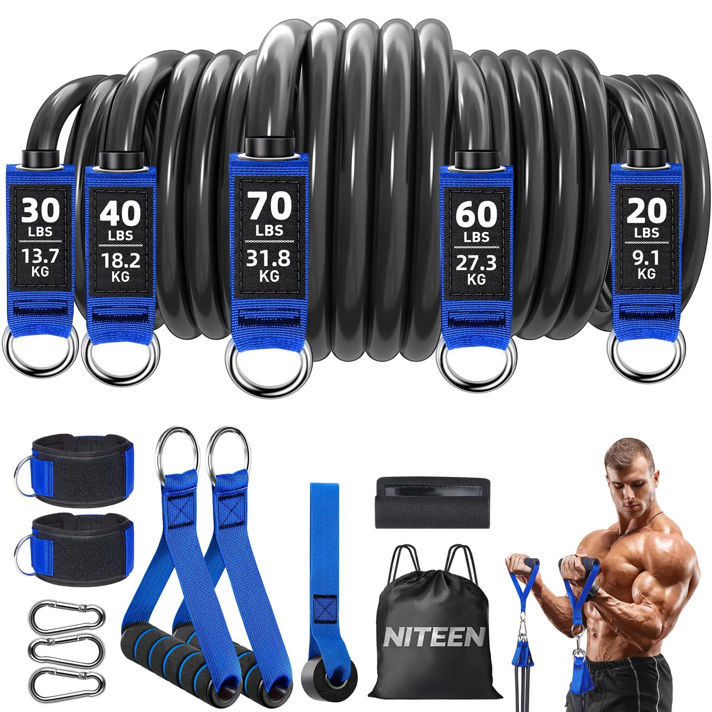 220lb Heavy Duty Resistance Bands Set for Home Workout Effective Exercise Bands for Full-Body Workout Physical TherapyResistance Bands with Handles Door Anchor Legs Ankle Straps