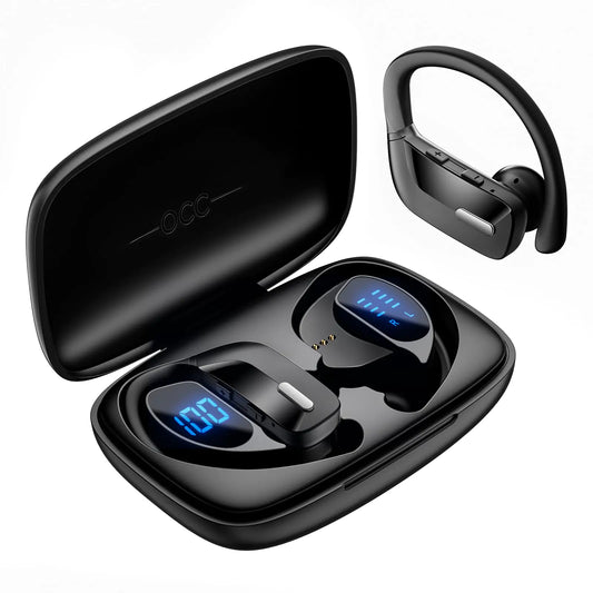 OCC Bluetooth Headphones with Earhooks for Running Workout Black